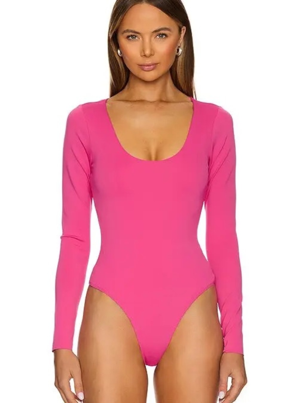NWT Good American Ballerina Pink Thong Long Sleeve Scoop Neck Bodysuit XXL